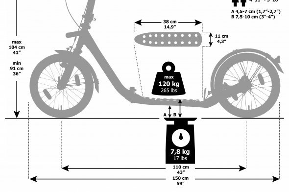 Lehká skládací městská koloběžka pro dospělé Kickbike CLIX parametry